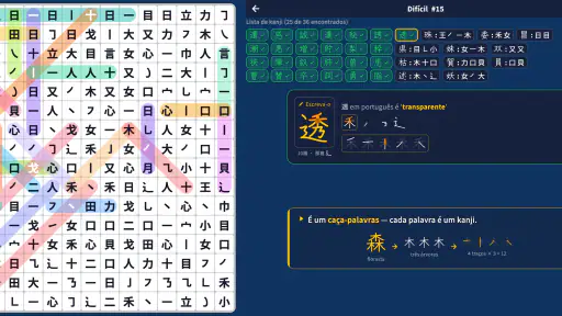 Kanji: Caça-Palavras Japonês screenshot