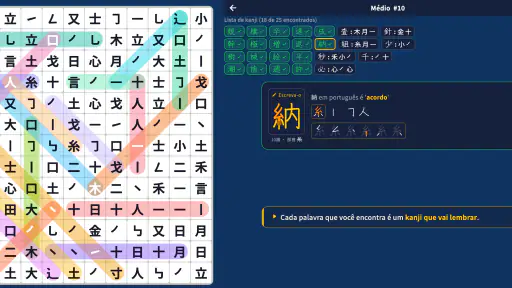 Kanji: Caça-Palavras Japonês screenshot
