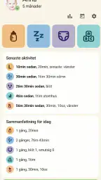 Amning och bebisdagbok screenshot