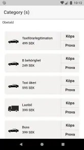 A,B,C,D,taxi & taxiåkeri teori screenshot