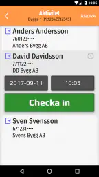 e-liggare Personalliggare bygg screenshot