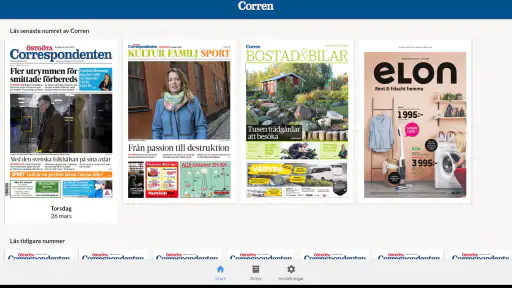 E-tidning Corren screenshot