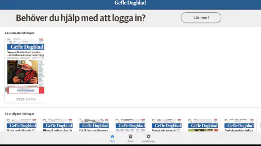 Gefle Dagblad e-tidning screenshot