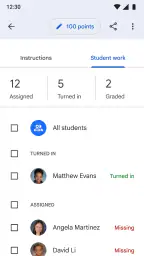 Google Classroom screenshot