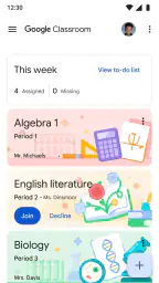 Google Classroom screenshot