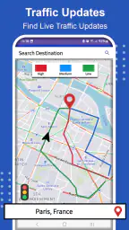 GPS-navigering Karta, trafik screenshot