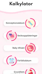 Graviditetsuträknare, kalender screenshot