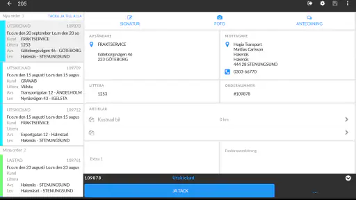Hogia Transport Mobile screenshot