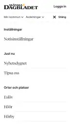 Skånska Dagbladet screenshot