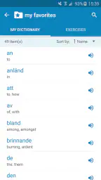 Svensk-engelsk ordbok screenshot