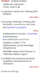 Svensk ordbok screenshot