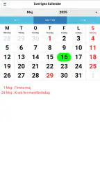 Sveriges kalender screenshot