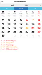 Sveriges kalender screenshot