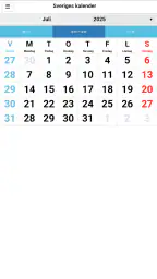 Sveriges kalender screenshot
