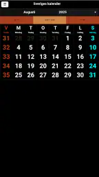 Sveriges kalender screenshot