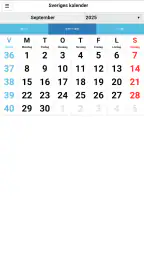 Sveriges kalender screenshot