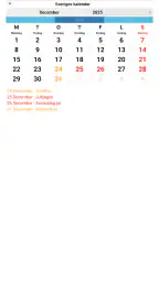 Sveriges kalender screenshot
