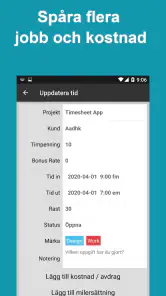Tidrapport: Arbetstid Spårning screenshot