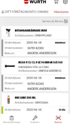 Würth Svenska AB screenshot