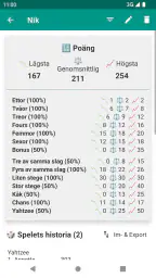 Yatzy poängkort för Yahtzee screenshot